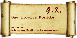 Gavrilovits Koridon névjegykártya